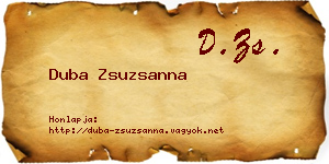 Duba Zsuzsanna névjegykártya